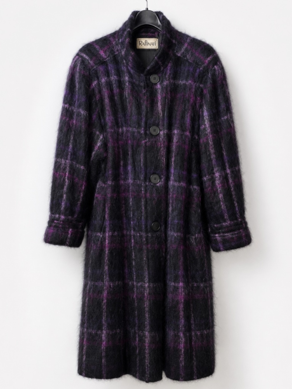 Vintage Raffinati Holt Renfrew Royal Scot Mohair Plaid Coat Size 12